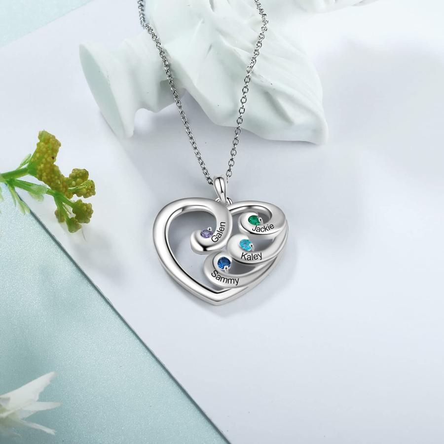 【並行輸入品】JewelOra Personalized Heart Necklace for Mom Custom Name Necklac