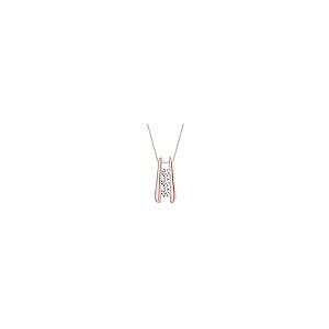 【並行輸入品】2 Carat Bar Set 14K Rose Gold 3 Stone Diamond Pendant Necklace V_2