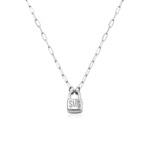 【並行輸入品】Oak&Luna イニシャルロックネックレス スターリングシルバー 935 / 18Kゴールドメッキ カスタム女性用ジュエリー_1