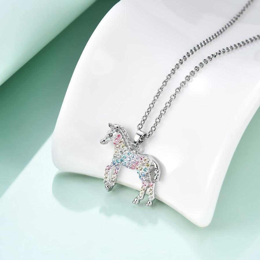 【並行輸入品】ガールズ レインボー マーメイド ユニコーン 恐竜 動物 ネックレス ギフト 猫 馬 象 ペンダント ジュエリー レディース ボーの画像
