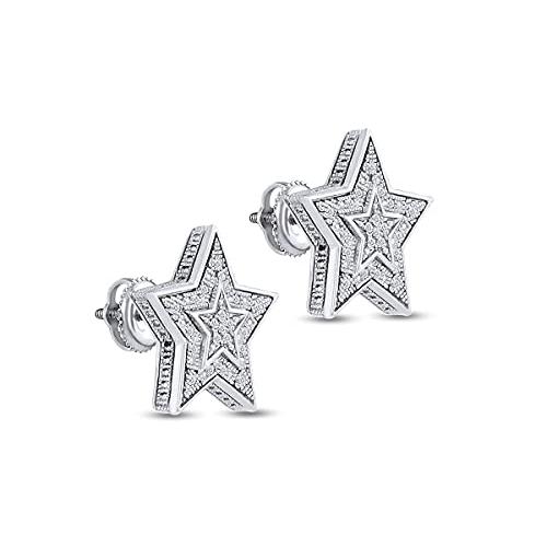 【並行輸入品】スタークラスタースタッドピアス ラウンドカット ホワイト天然ダイヤモンド 14Kゴールドメッキ スターリングシルバー (0.10カの画像
