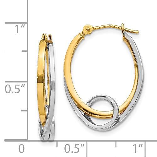 【並行輸入品】14k Two tone Oval Loop Hoop Earrings 14mm 5mm style YE1024の画像