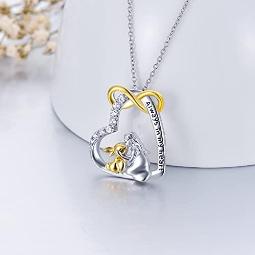 【並行輸入品】MISTBEE バニーネックレス スターリングシルバー ウサギと女の子 ペンダントネックレス クリスタルバニー 女の子へのギフト，