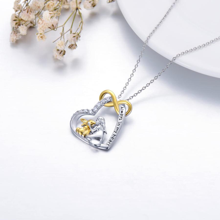 【並行輸入品】MISTBEE バニーネックレス スターリングシルバー ウサギと女の子 ペンダントネックレス クリスタルバニー 女の子へのギフト，