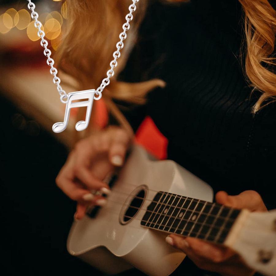 【並行輸入品】レディース ミニ音符ペンダントネックレス ミニマリスト 華奢な音符 ト音記号 低音符 8分音符 チョーカー ジュエリー (18Kゴ