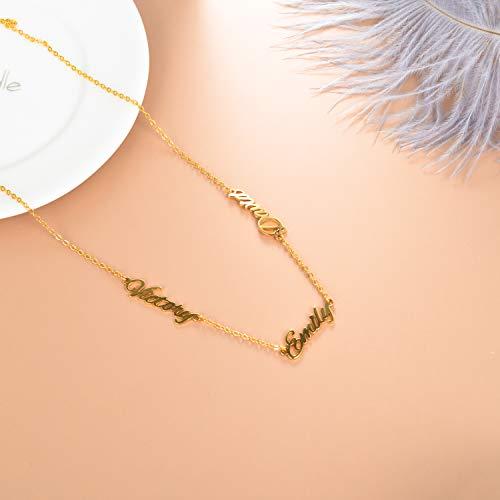 【並行輸入品】GLAVEHO 14K Real Gold Three Names Necklace Personalized   14K Soの画像