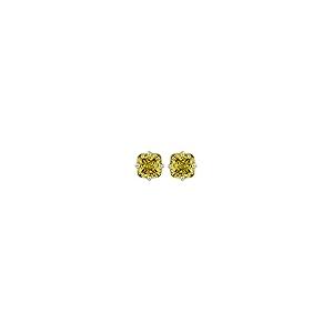 【並行輸入品】1/2カラット ファンシー カナリア イエロー クッションカット ダイヤモンド スタッド 14K イエローゴールド 人工栽培 1/の画像