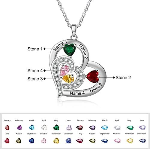 【並行輸入品】Zomodia プロミスネックレス 彼女の刻印 1~6個の名前 母娘ネックレス 1~6個の模造誕生石付き ファミリージュエリー お