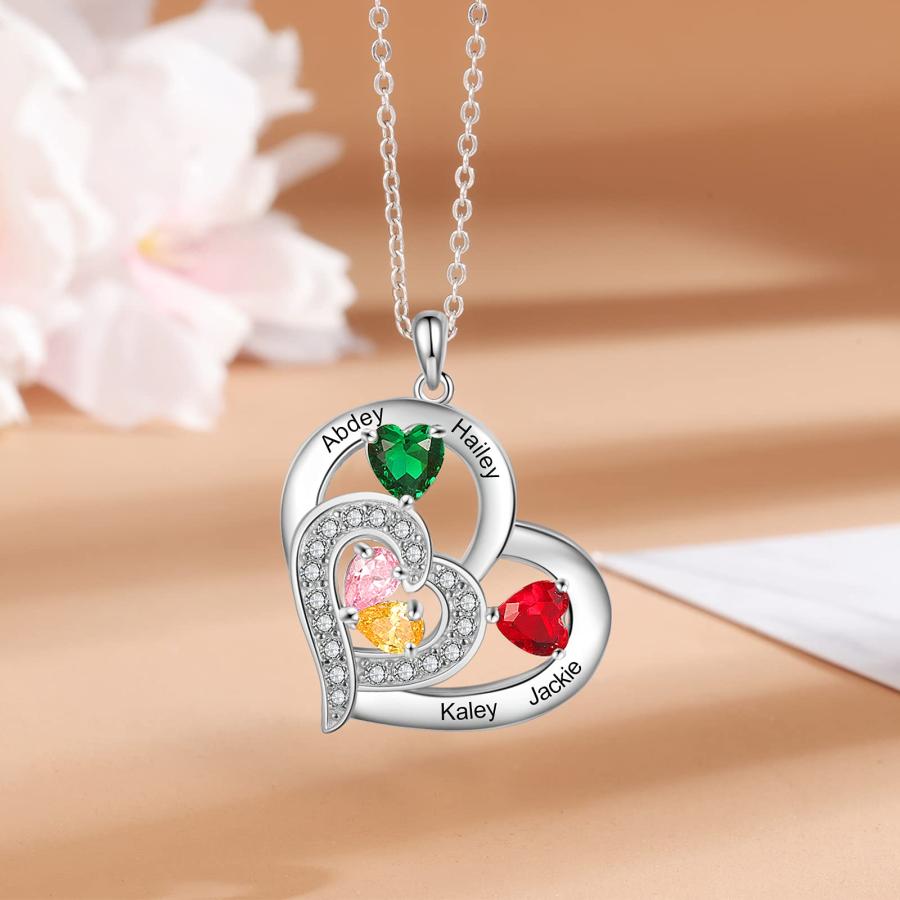 【並行輸入品】Zomodia プロミスネックレス 彼女の刻印 1~6個の名前 母娘ネックレス 1~6個の模造誕生石付き ファミリージュエリー お