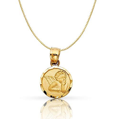 【並行輸入品】Ioka 14K Yellow Gold Angel Religious Charm Pendant with 0.5mm Boの画像