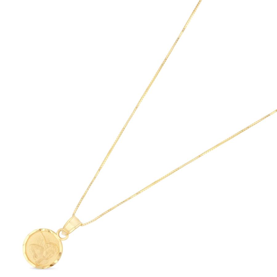 【並行輸入品】Ioka 14K Yellow Gold Angel Religious Charm Pendant with 0.5mm Boの画像