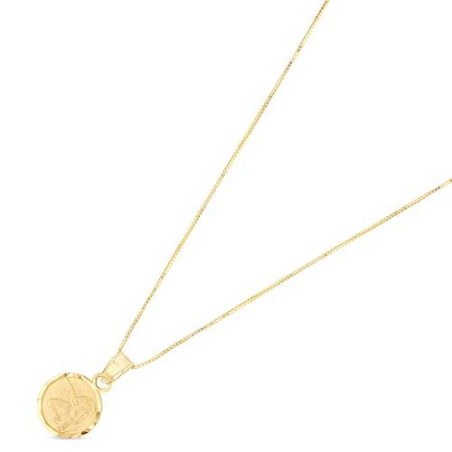 【並行輸入品】Ioka 14K Yellow Gold Angel Religious Charm Pendant with 0.5mm Boの画像