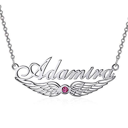 【並行輸入品】LONAGO 14K Solid Gold Name Necklace with Angel Wing Personalizedの画像