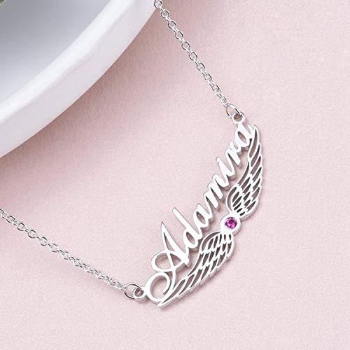 【並行輸入品】LONAGO 14K Solid Gold Name Necklace with Angel Wing Personalizedの画像