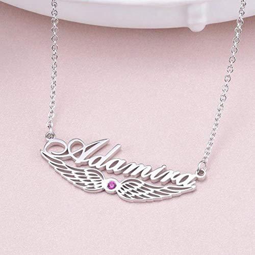 【並行輸入品】LONAGO 14K Solid Gold Name Necklace with Angel Wing Personalizedの画像