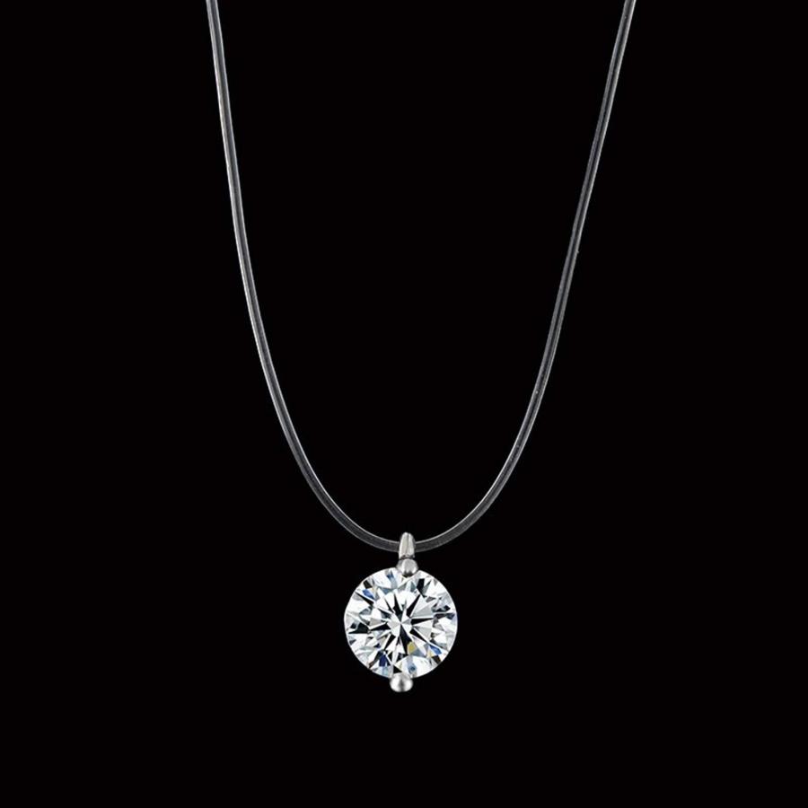 【並行輸入品】QWERBAM Women Fishing Line Necklace Silver Color Invisible Chain_3
