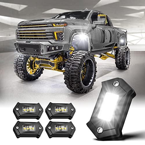 【並行輸入品】LED Rock Lights，4 pods White Rock Lights with 350LM 64 LED Light_1