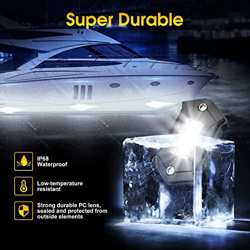 【並行輸入品】LED Rock Lights，4 pods White Rock Lights with 350LM 64 LED Light_4
