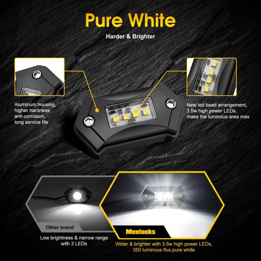 【並行輸入品】LED Rock Lights，4 pods White Rock Lights with 350LM 64 LED Light_6