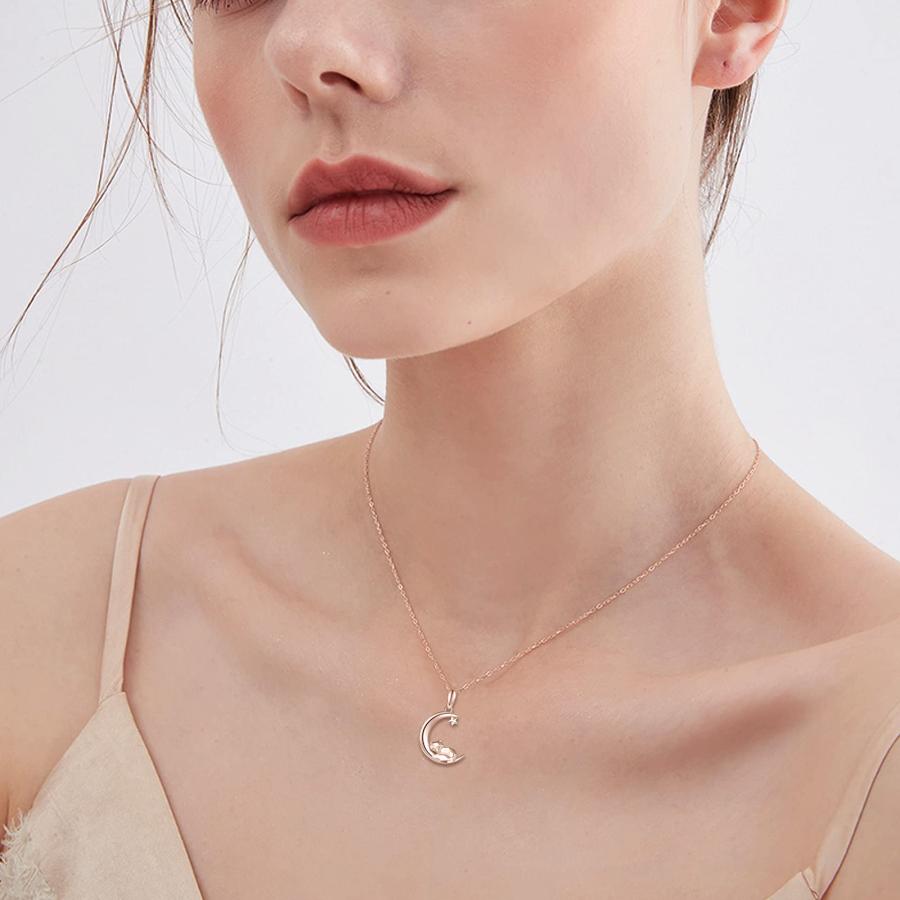 【並行輸入品】ELFRONT 14K Solid Gold Fox Necklace Pendant for Women,Simple Oriの画像