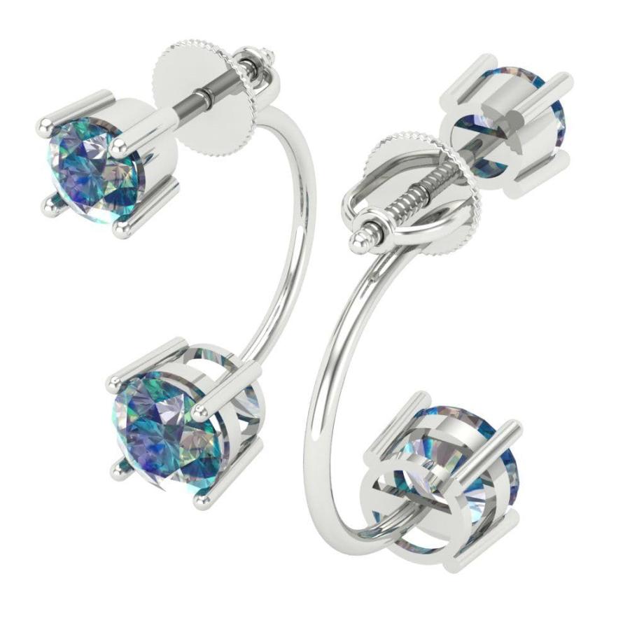 【並行輸入品】3.20 CT Drop 2 stone Round Cut Solitaire Genuine Blue Moissaniteの画像