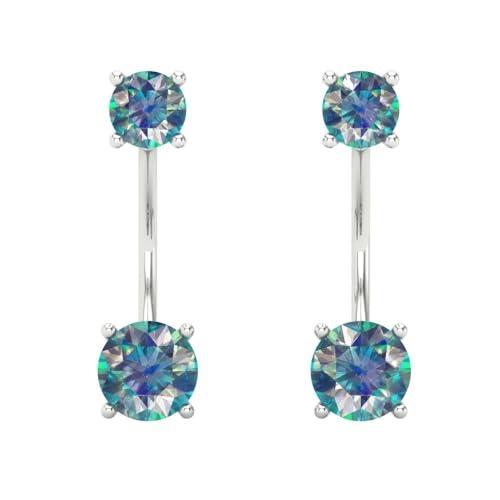 【並行輸入品】3.20 CT Drop 2 stone Round Cut Solitaire Genuine Blue Moissaniteの画像