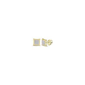 【並行輸入品】The Diamond Deal 10kt Yellow Gold Mens Round Diamond Kite Squareの画像