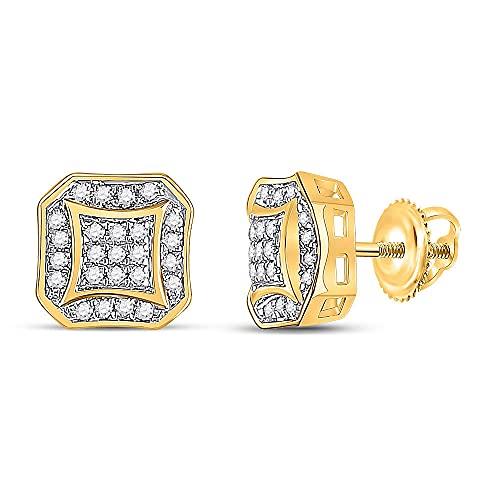 【並行輸入品】The Diamond Deal 10kt Yellow Gold Mens Round Diamond Square Clusの画像