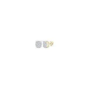 【並行輸入品】10kt Yellow Gold Mens Round Diamond Cluster Earrings 3/8 Cttwの画像