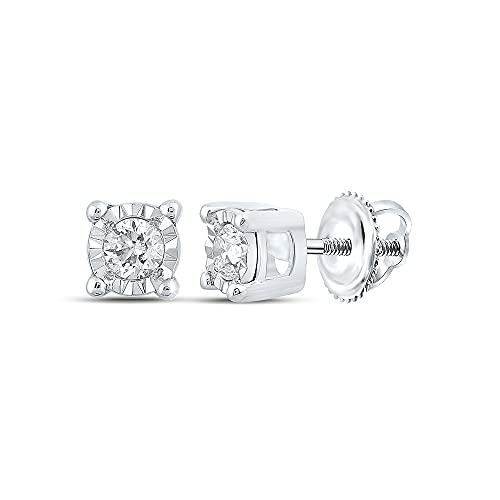 【並行輸入品】10kt White Gold Mens Round Diamond Stud Earrings 1/5 Cttwの画像