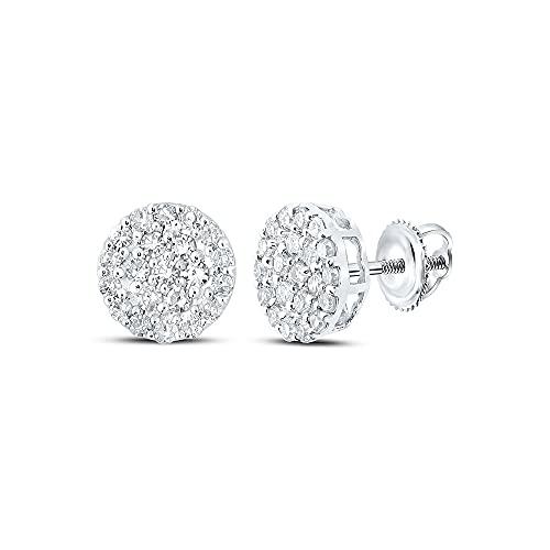 【並行輸入品】10kt White Gold Mens Round Diamond Cluster Earrings 1/4 Cttwの画像