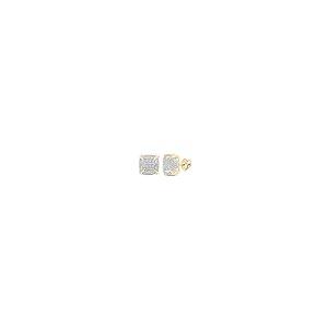 【並行輸入品】10kt Yellow Gold Mens Round Diamond Square Earrings 1/4 Cttwの画像