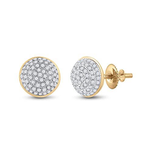 【並行輸入品】The Diamond Deal 10kt Yellow Gold Mens Round Diamond Cluster Earの画像