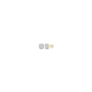 【並行輸入品】10kt Yellow Gold Mens Round Diamond Square Earrings 1/5 Cttwの画像