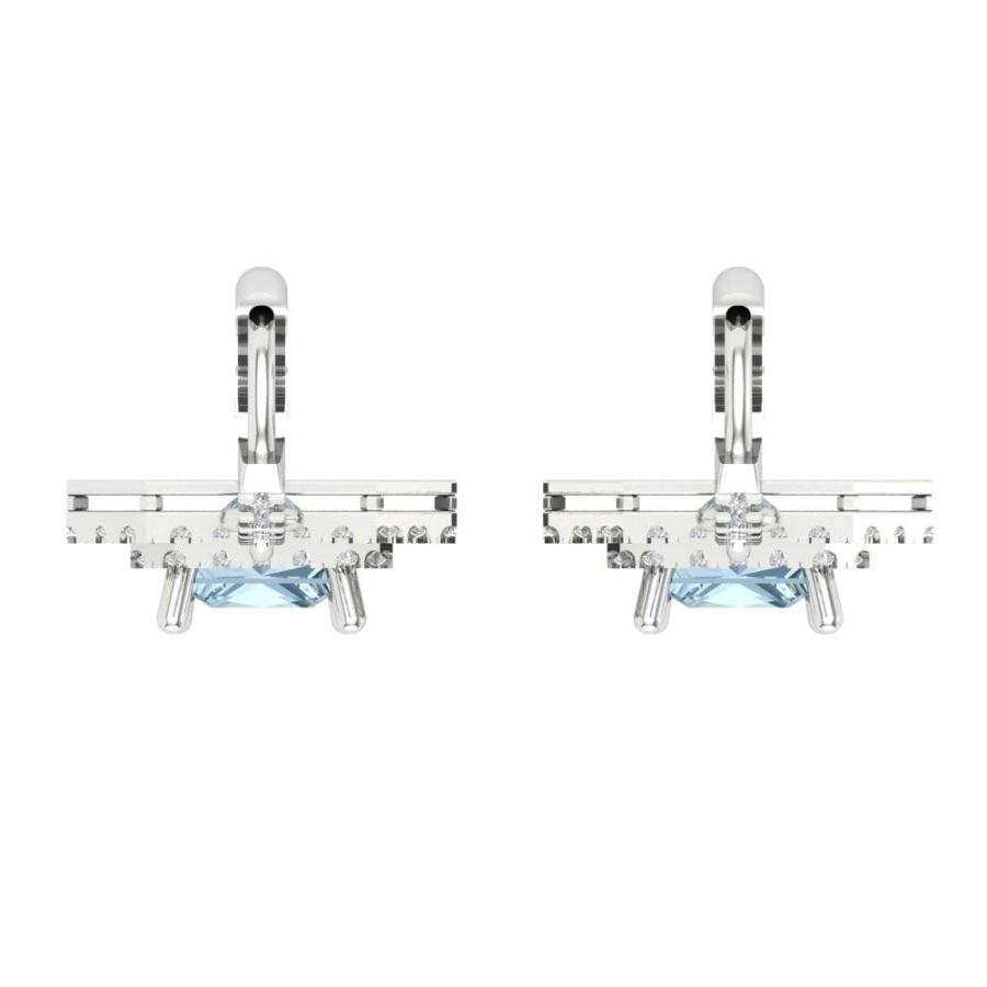 【並行輸入品】3.21cttw Princess Round Cut Halo Solitaire Natural Swiss Blue Toの画像