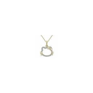 【並行輸入品】0.50 Ct Round Cut White Diamond Hello Kitty Pendant Necklace 14kの画像