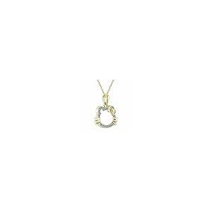【並行輸入品】0.50 Ct Round Cut White Diamond Hello Kitty Pendant Necklace 14kの画像