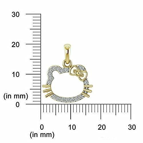 【並行輸入品】0.50 Ct Round Cut White Diamond Hello Kitty Pendant Necklace 14kの画像