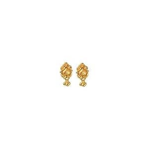【並行輸入品】22K / 18Kイエローファインゴールド3つのビーズ設計フィッシュフックイヤリング22カラットと18カラットファインゴールドの両の画像