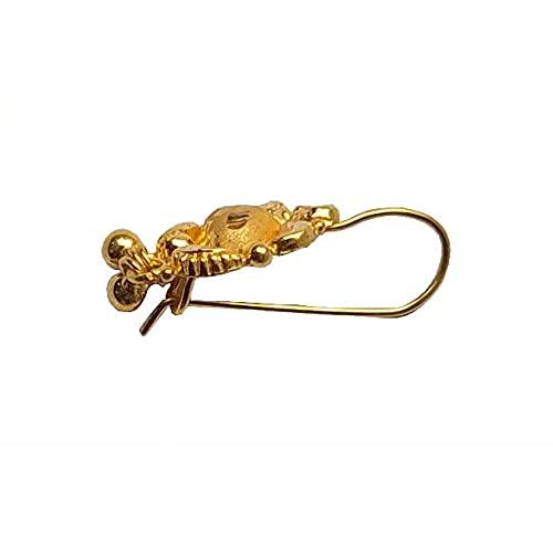 【並行輸入品】22K / 18Kイエローファインゴールド3つのビーズ設計フィッシュフックイヤリング22カラットと18カラットファインゴールドの両の画像