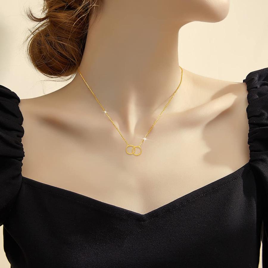 【並行輸入品】18K イエローゴールド 織り サークル インターロッキング ネックレス レディース ラブジュエリー 奥様/ガールフレンドへのギフの画像