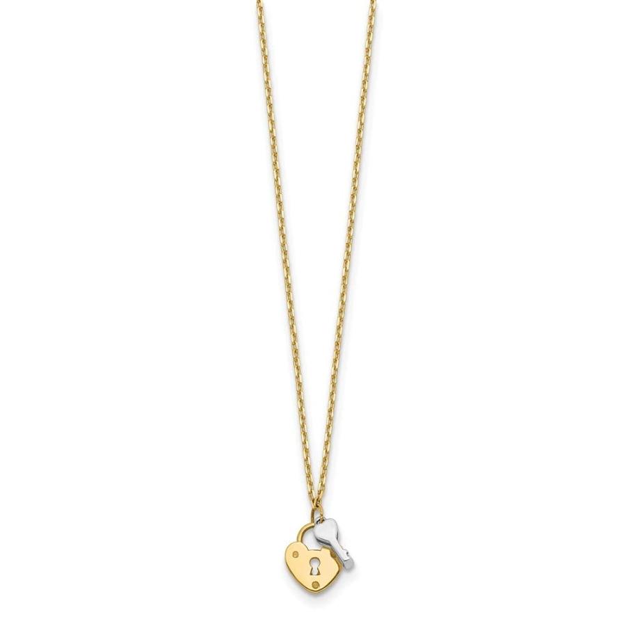 【並行輸入品】Diamond2Deal 14k Two tone Gold Heart Lock and Key Necklace Fineの画像