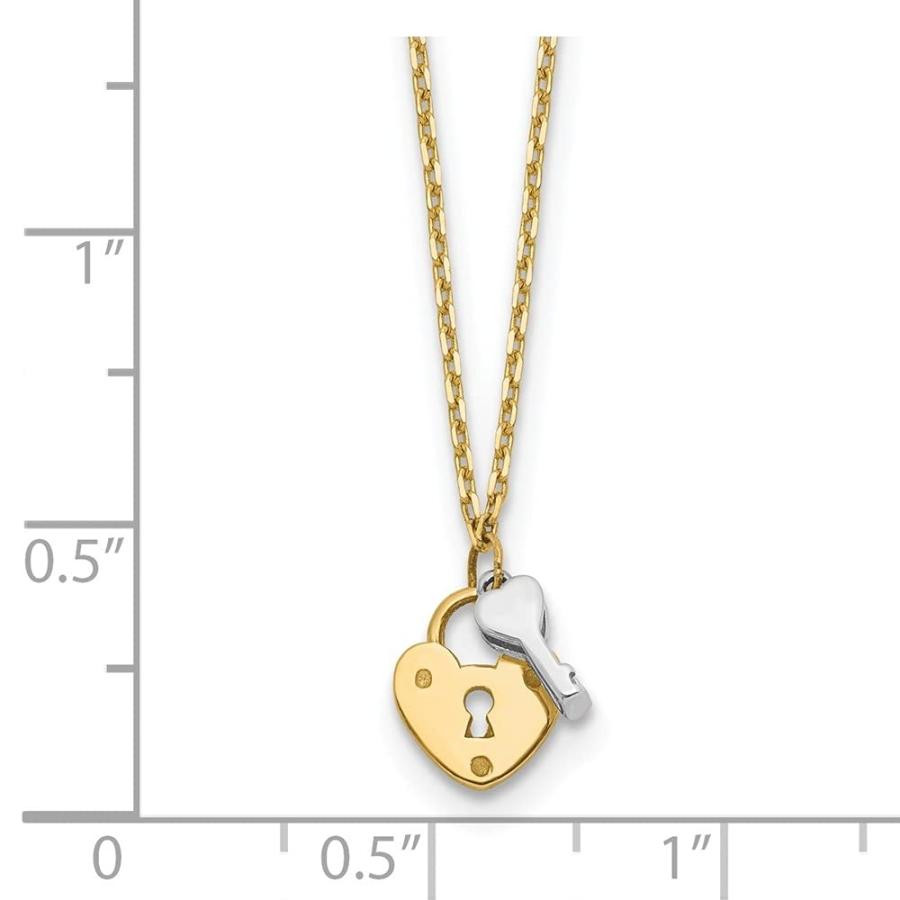【並行輸入品】Diamond2Deal 14k Two tone Gold Heart Lock and Key Necklace Fineの画像