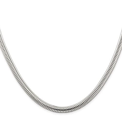 【並行輸入品】Diamond2Deal Sterling Silver 6mm Round Snake Chain Necklace Fineの画像