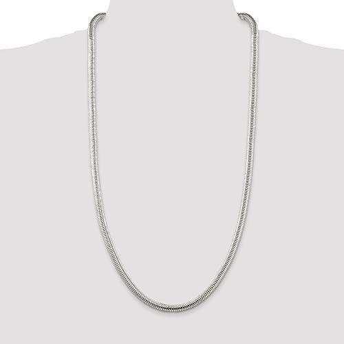 【並行輸入品】Diamond2Deal Sterling Silver 6mm Round Snake Chain Necklace Fineの画像