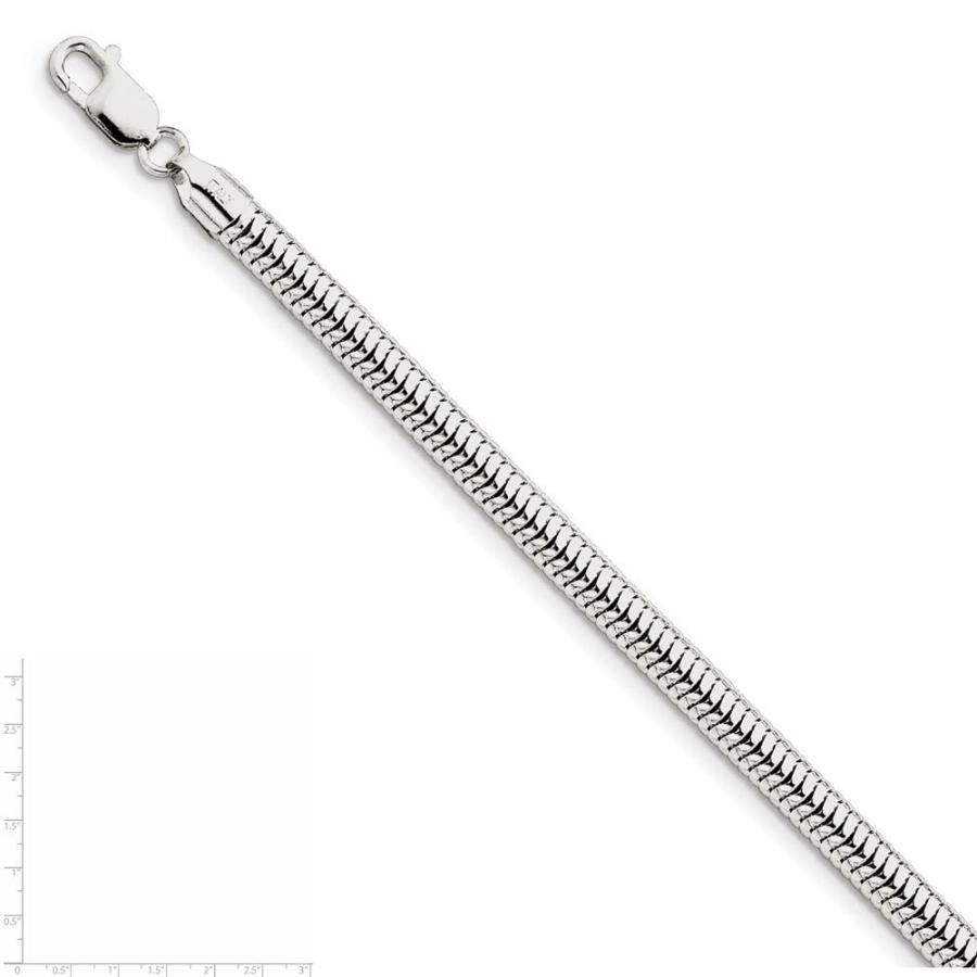 【並行輸入品】Diamond2Deal Sterling Silver 6mm Round Snake Chain Necklace Fineの画像