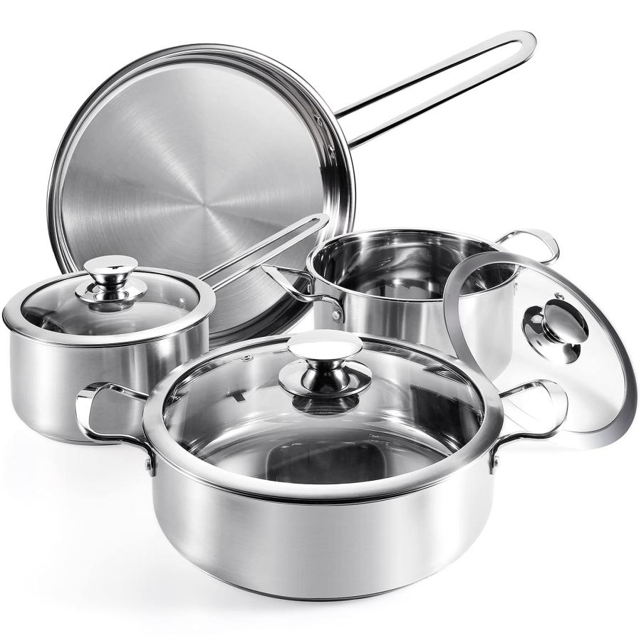 並行輸入品】調理器具 鍋とフライパンセット 7点セット ステンレス