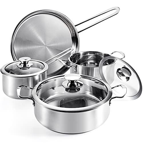 並行輸入品】調理器具 鍋とフライパンセット 7点セット ステンレス