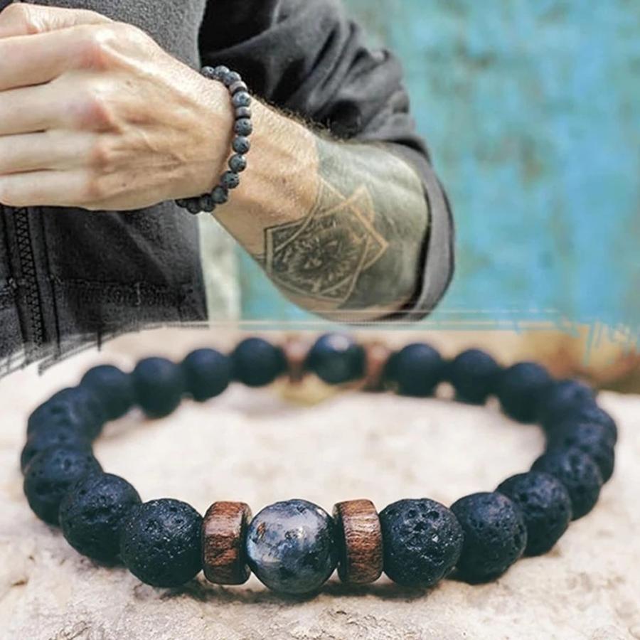 【並行輸入品】SANWOOD Cool Bracelets for Men，Men Bracelet Unique Surface Volca_6