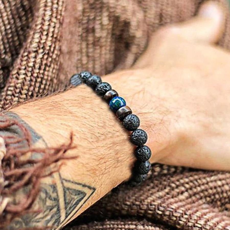 【並行輸入品】SANWOOD Cool Bracelets for Men，Men Bracelet Unique Surface Volca_9